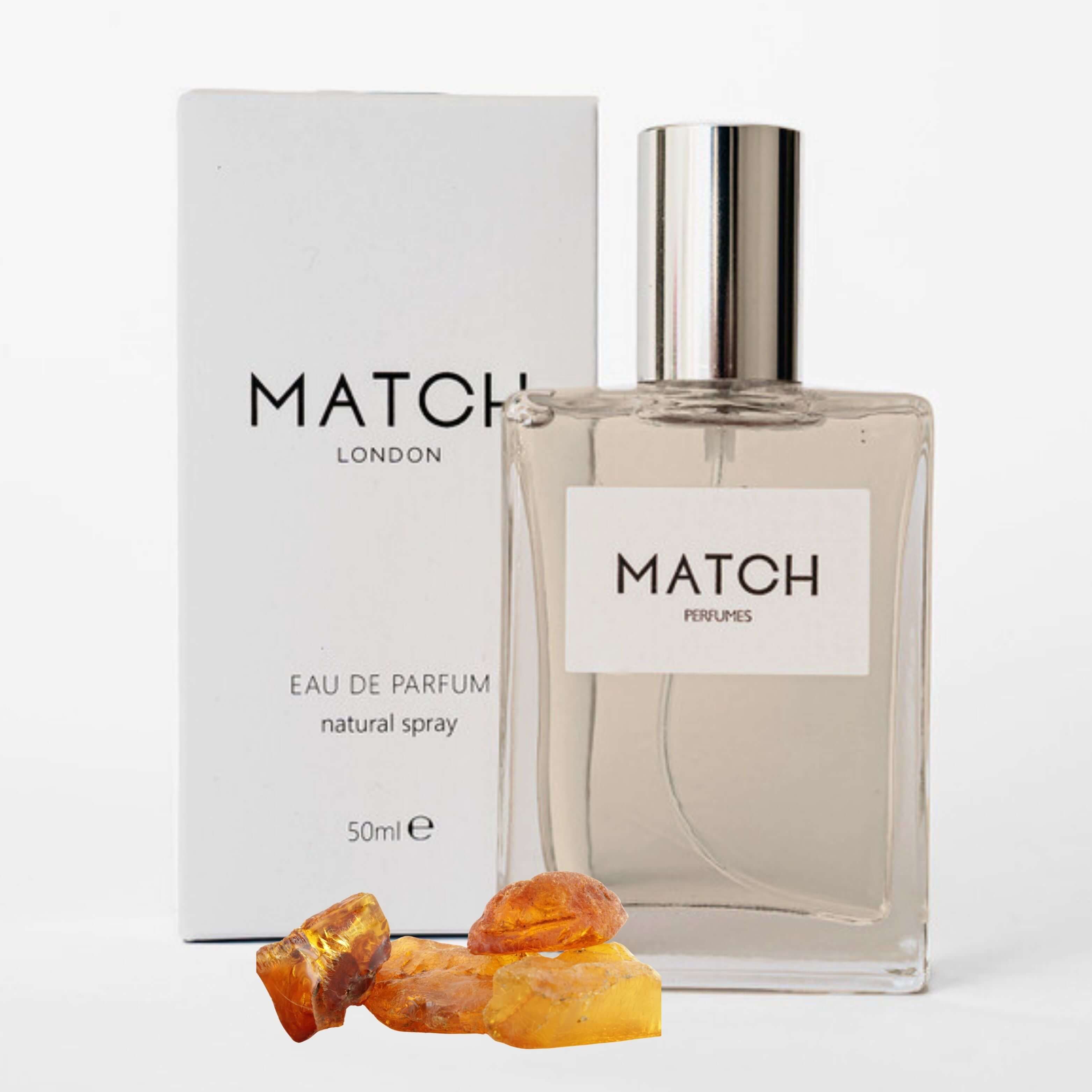 Match perfume bottle and packaging on a white background